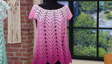 Açıktan Koyuya Renk Geçişli Tığ İşi Bluz