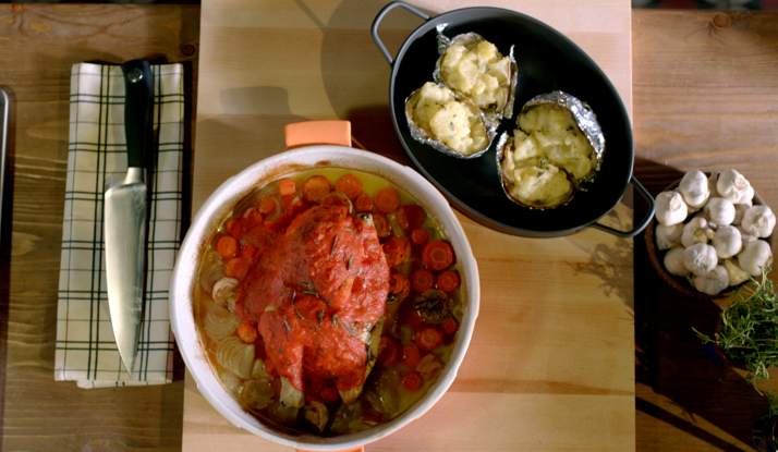 Biberiye ile Fırınlanmış Yarım Tavuk 